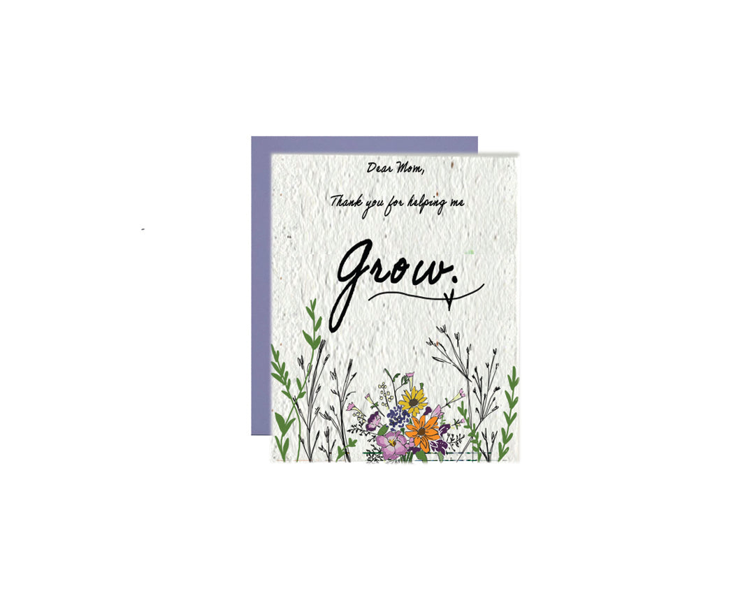"thank you for helping me grow" Wildflower Seed Paper