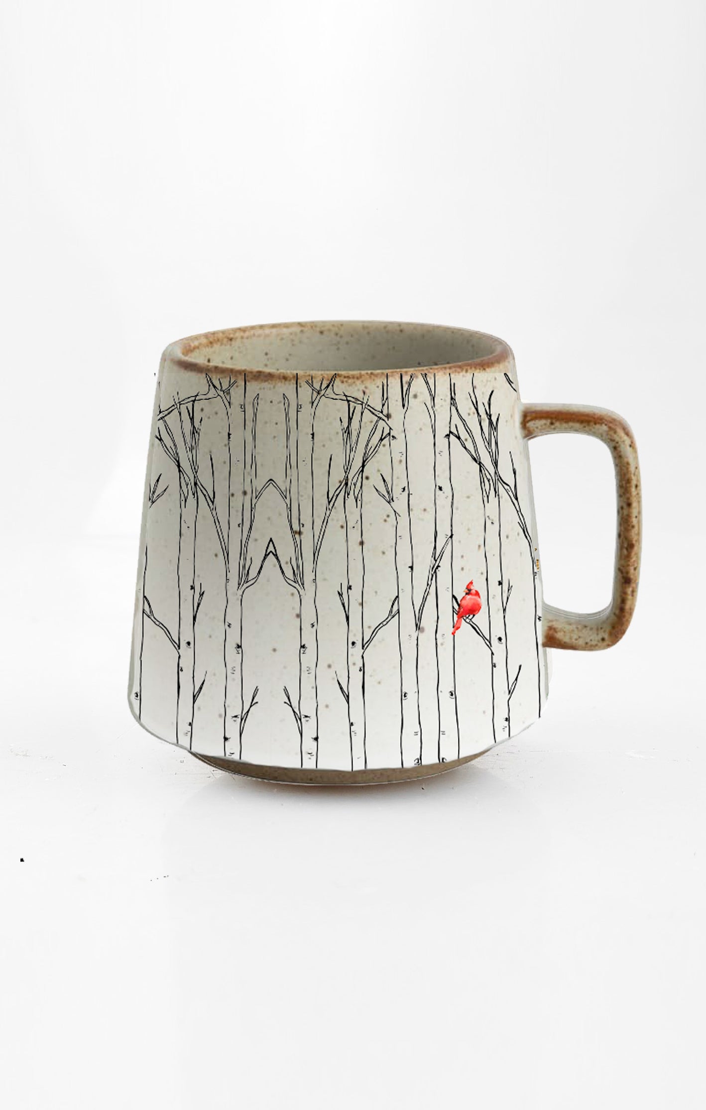 "Aspen Trees with Cardinal Stoneware Mug"