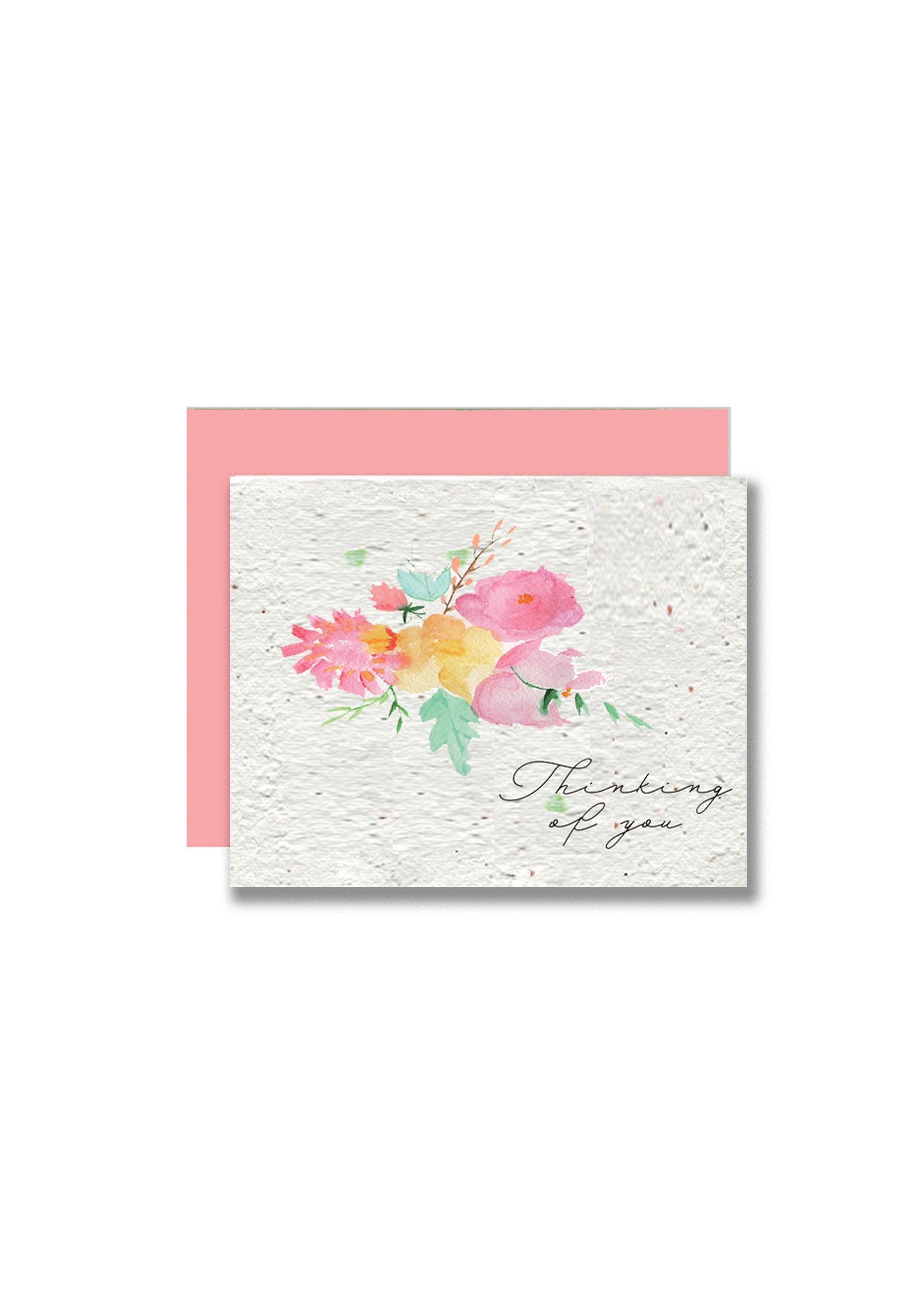 "Thinking of you"-Pink Flowers Wildflower Seed Paper Card