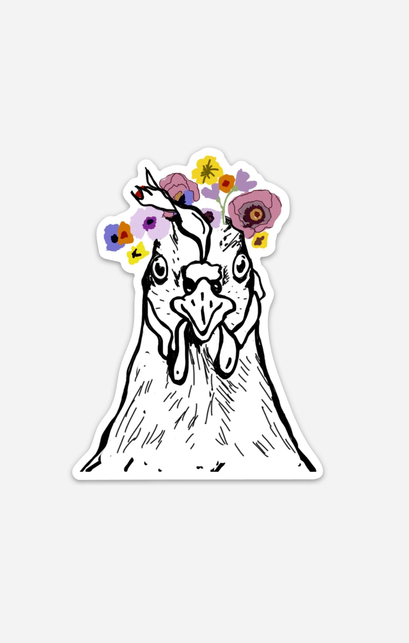 Floral Crown Chicken Sticker