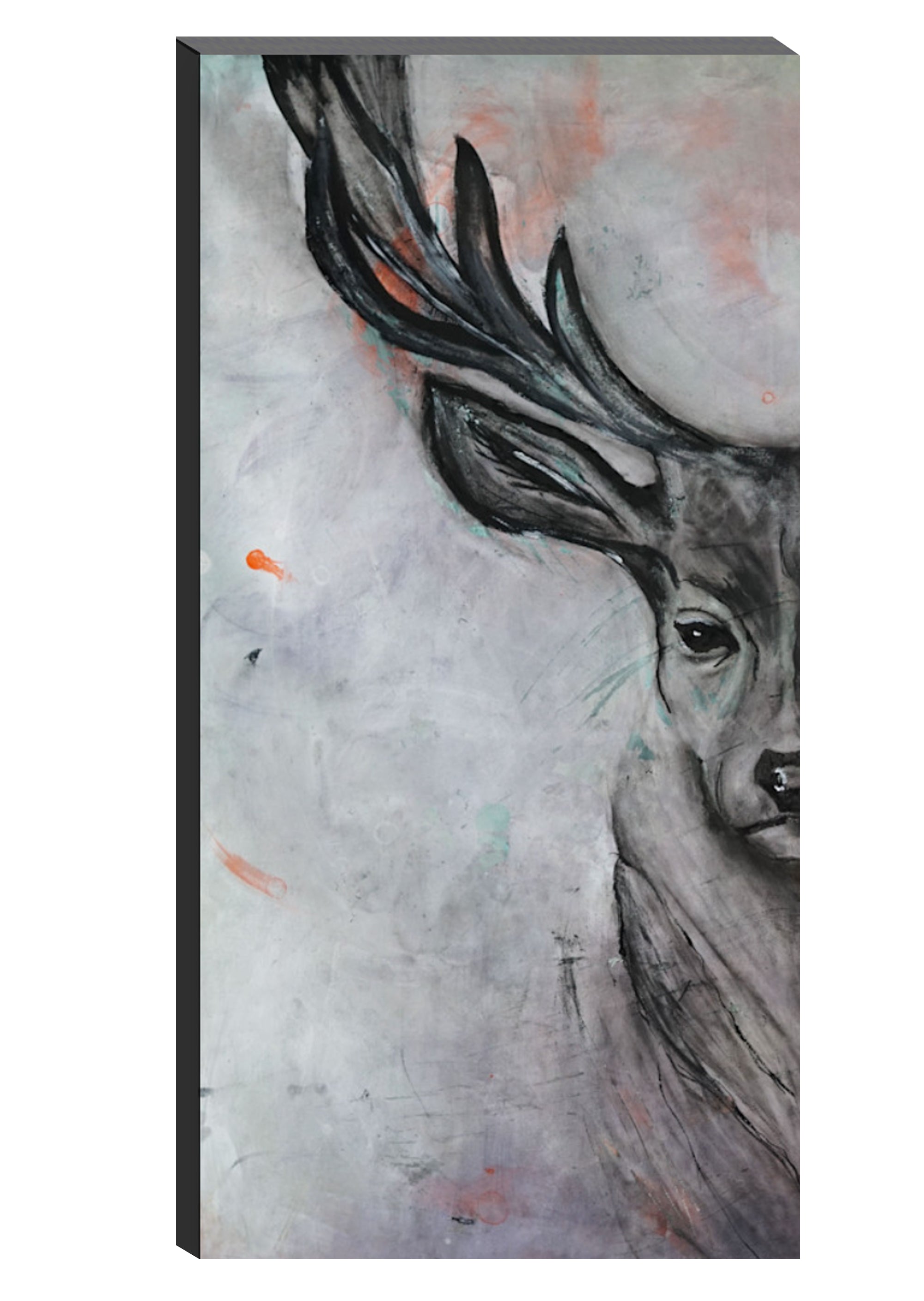 A. Elk Charcoal & Oil Print-Left