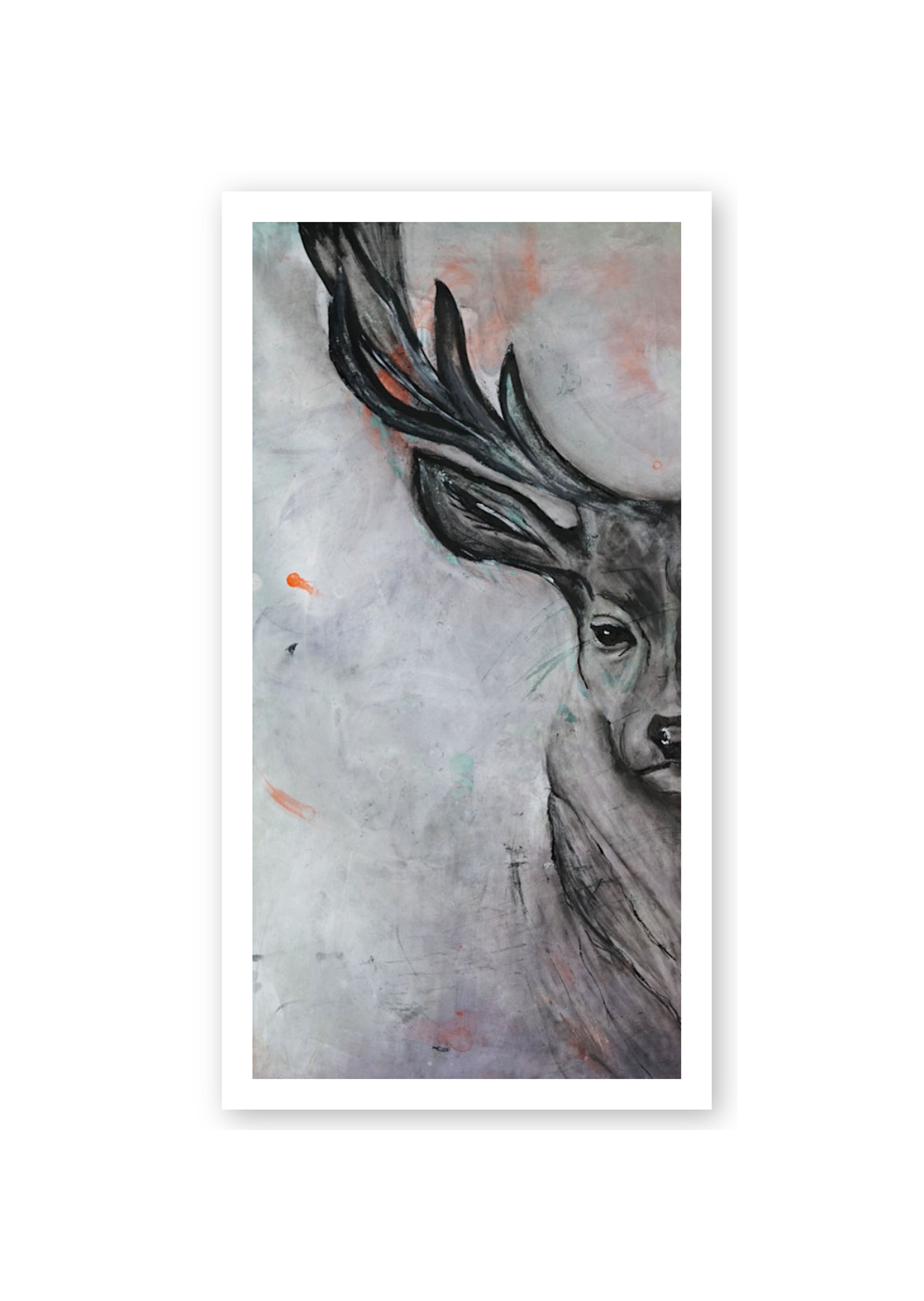 A. Elk Charcoal & Oil Print-Left