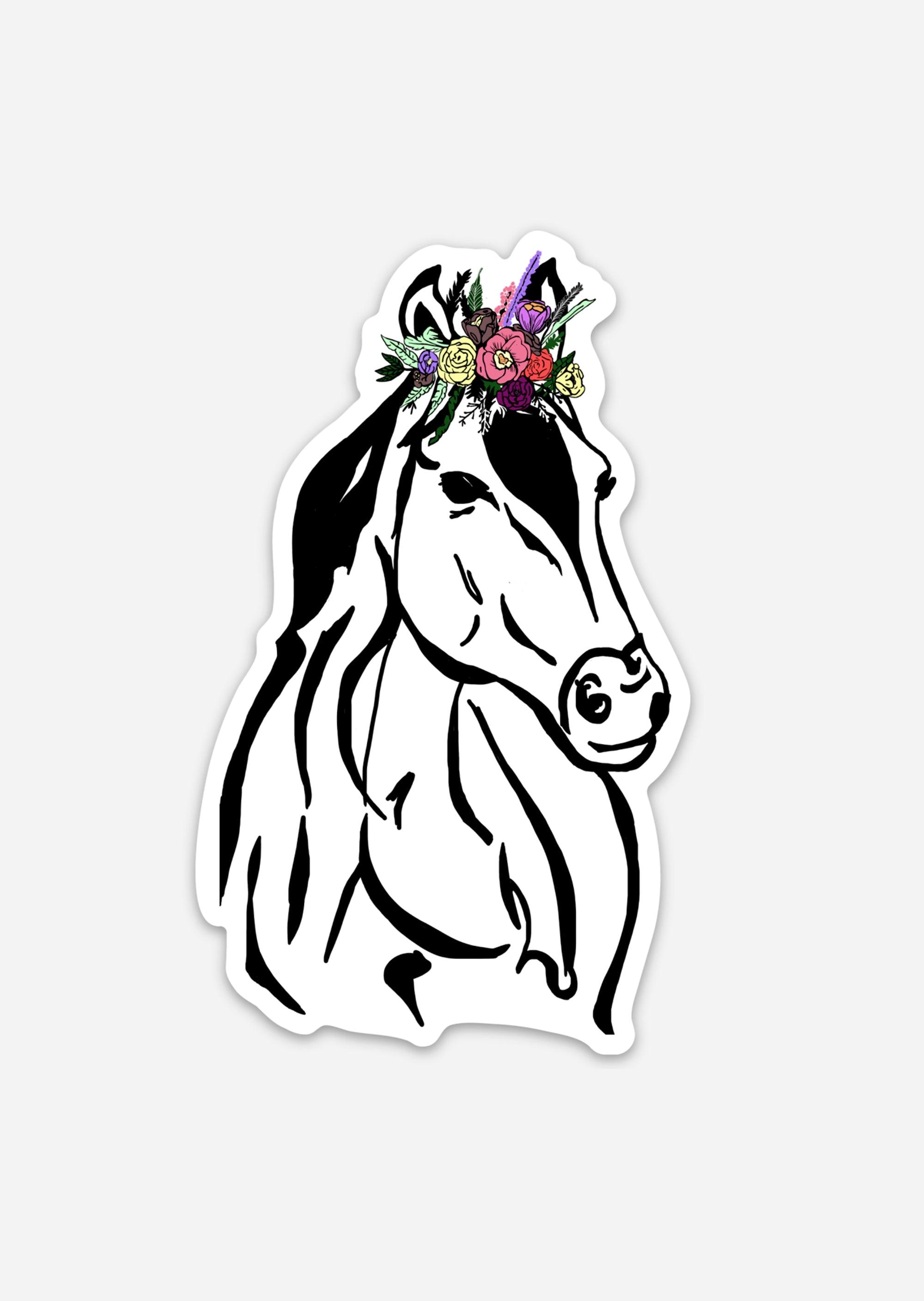 Floral Crowned Steed Sticker