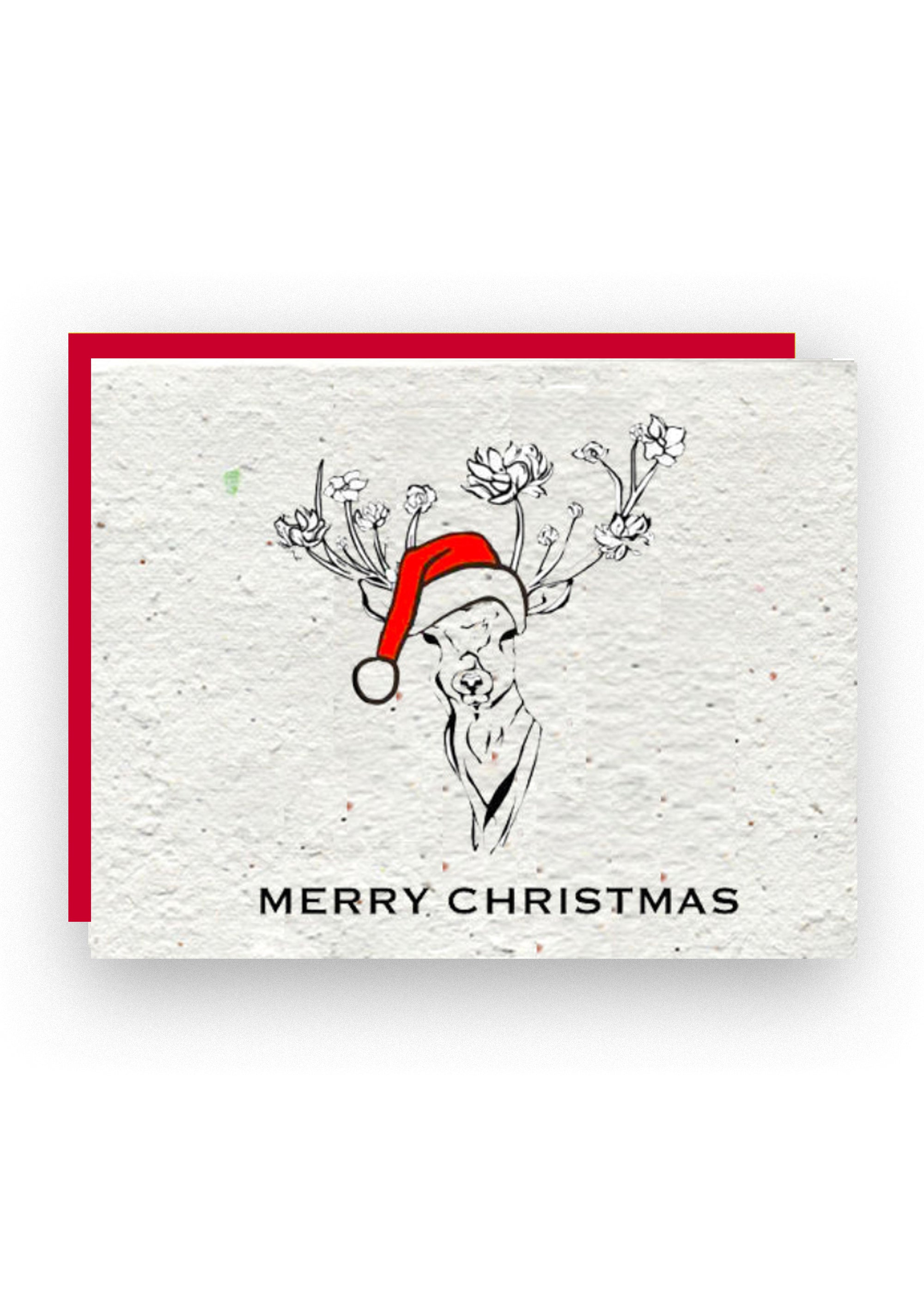 Merry Christmas Elk Wildflower Seed Paper Card