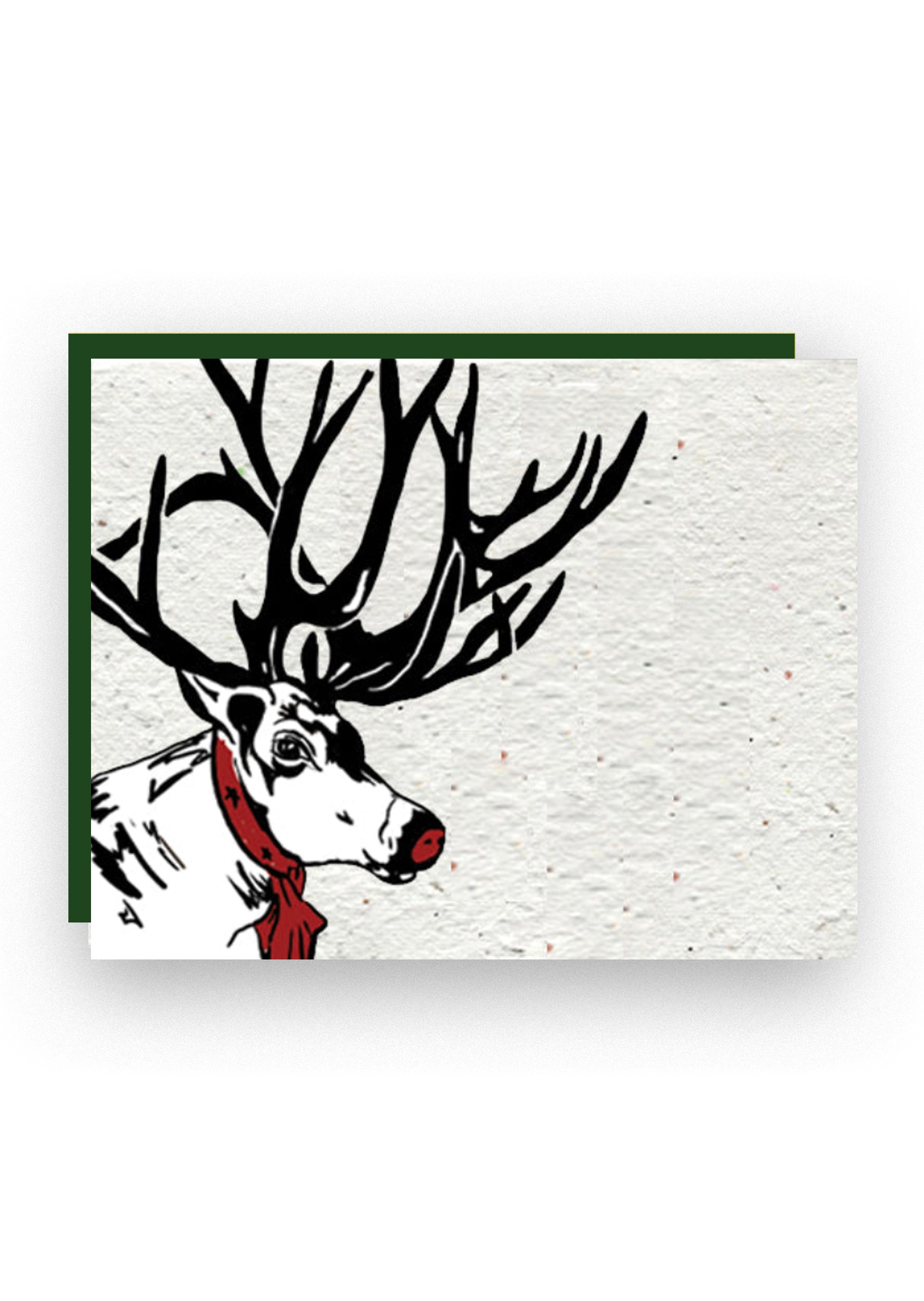 Holiday Reindeer Wildflower Seed Paper Greeting Card
