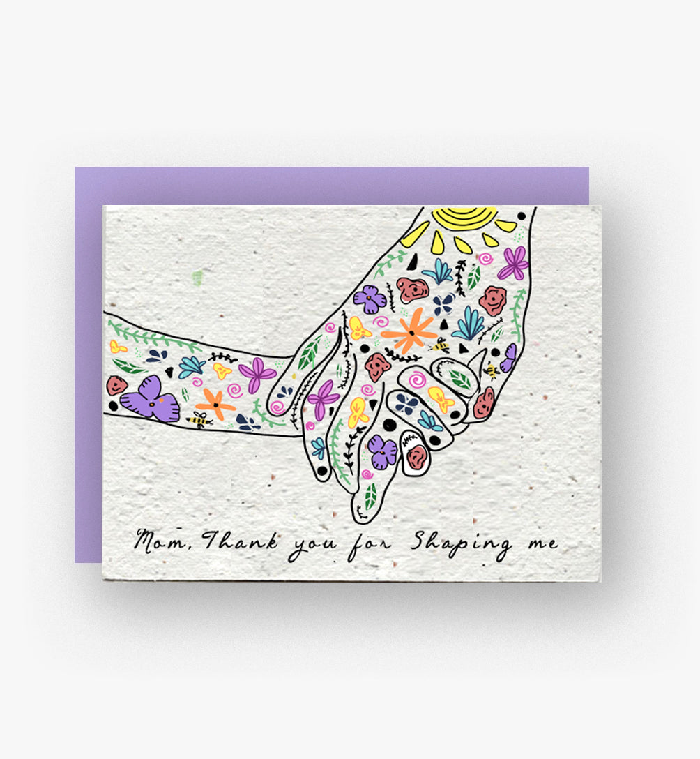 Floral Embrace: Seed Paper Thank You Card for Mom