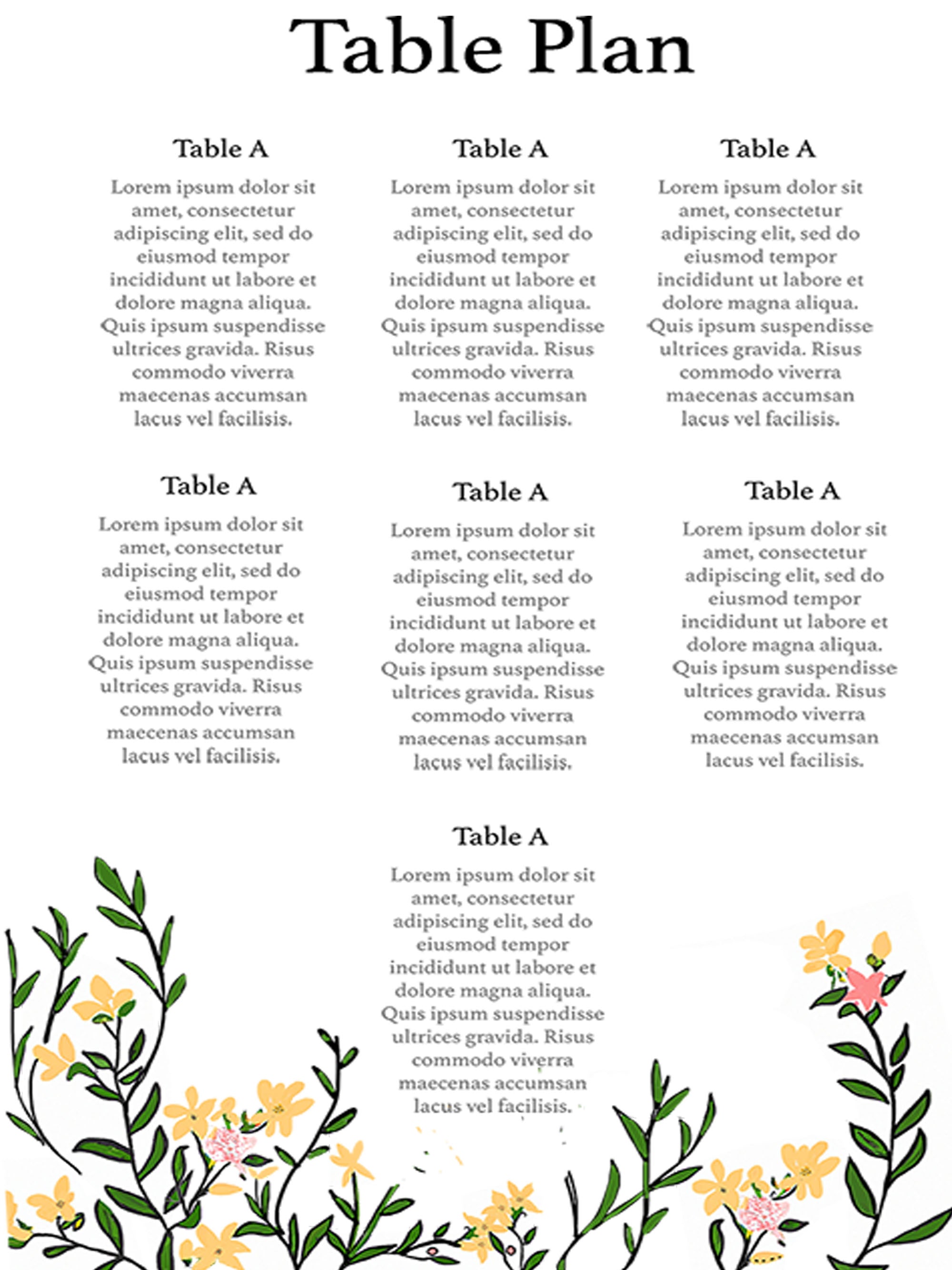 Enchanting Botanical Bliss Table Plan