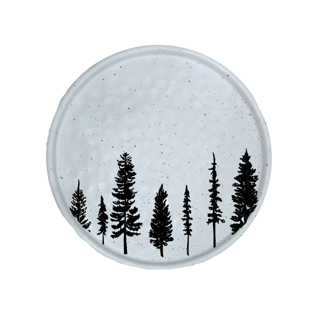 White Evergreen Tree Plate