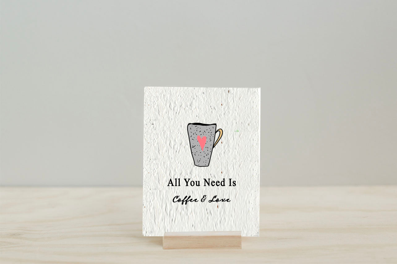 "Coffee and Love" Wildflower Seed Paper Card: Blooming Affection