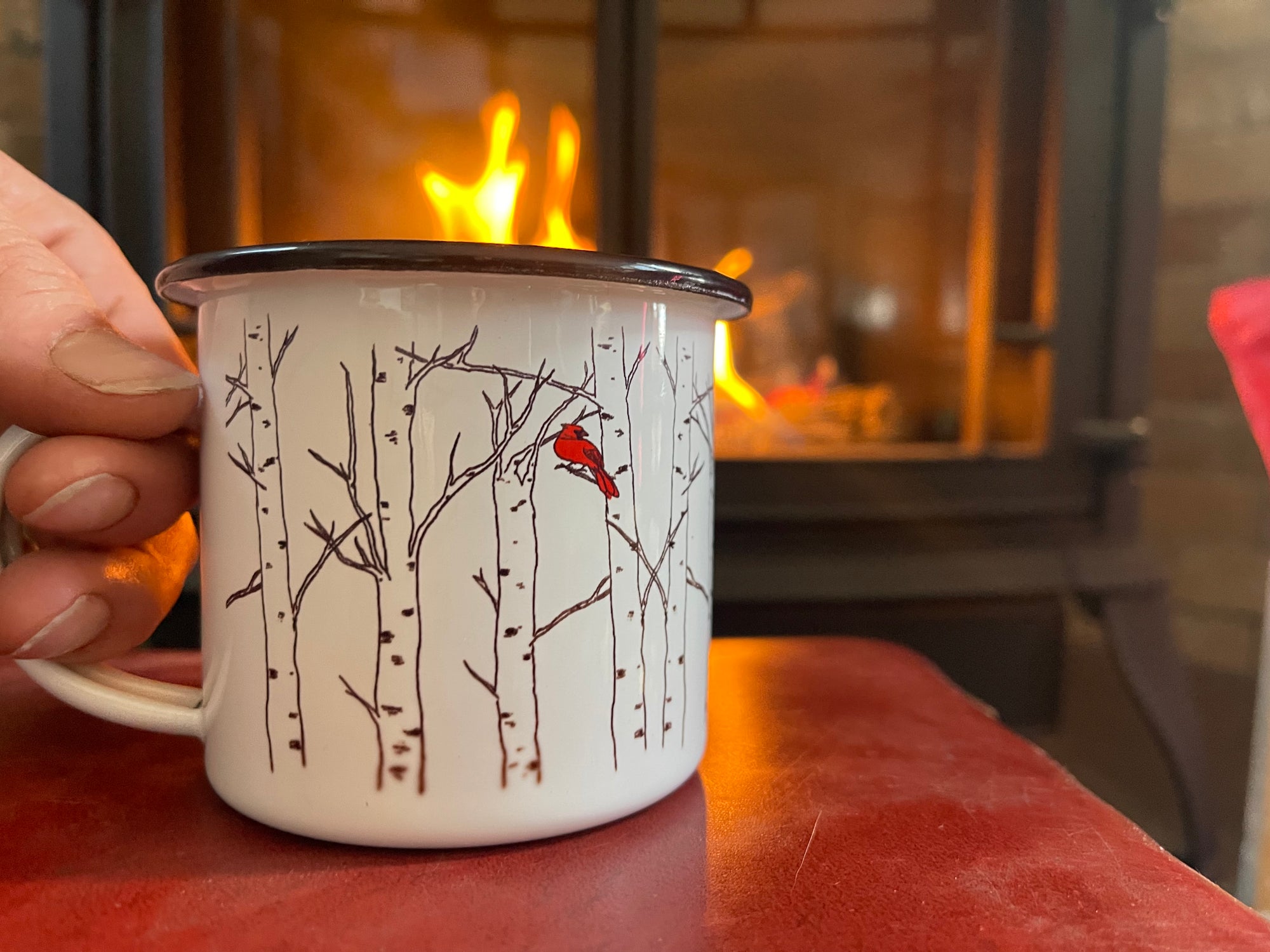 Aspens with Christmas Cardinal