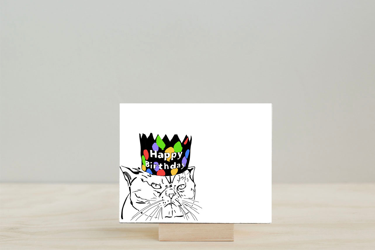 Birthday Cat Cardstock Greeting Card